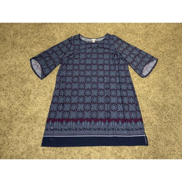 CATHERINES Geometric Tribal Print Dress Fall Preppy Career Casual Earthy Fall 4X - Picture 1 of 7